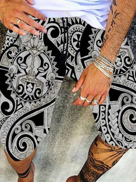 Retro Print Casual Men's Five Points pants