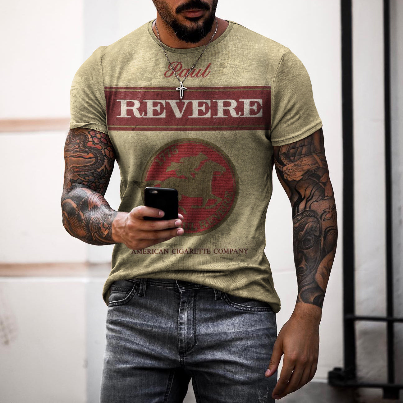 Men's Printed Vintage Retro Rock T-Shirt
