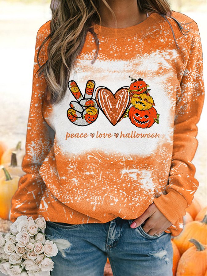 Women's Peace Love Halloween Sweatshirt