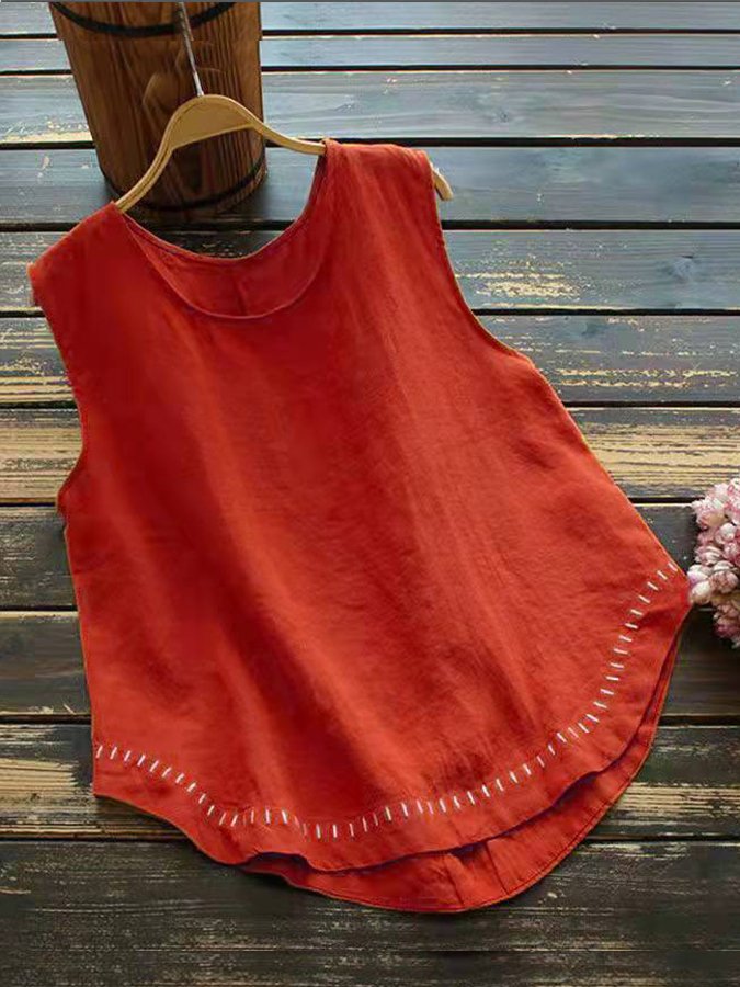 Women's Vintage Round Neck Casual Vest
