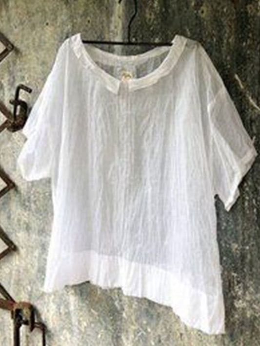 Round Neck Casual Solid Color T-Shirt