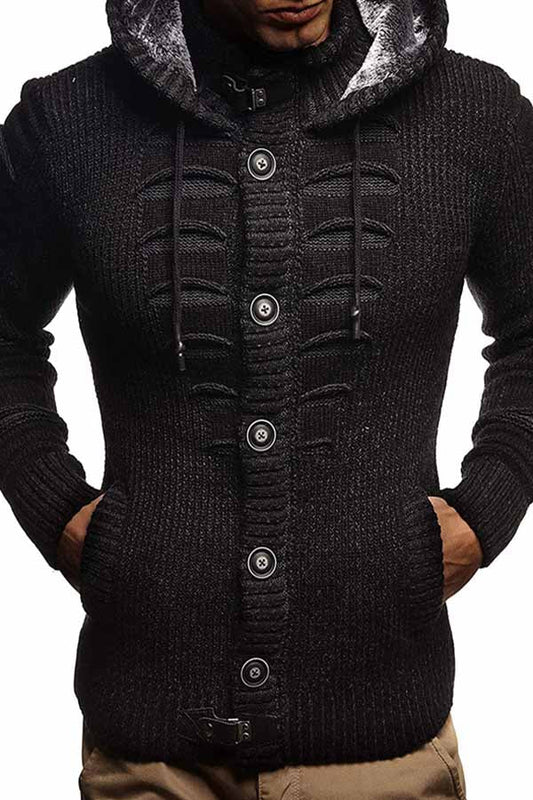 Men's Hooded Knit Cardigan Jacket