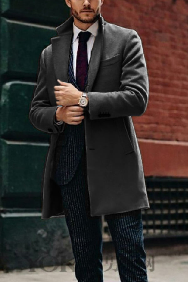 Men's Mid-length Long-sleeved Woolen Coat