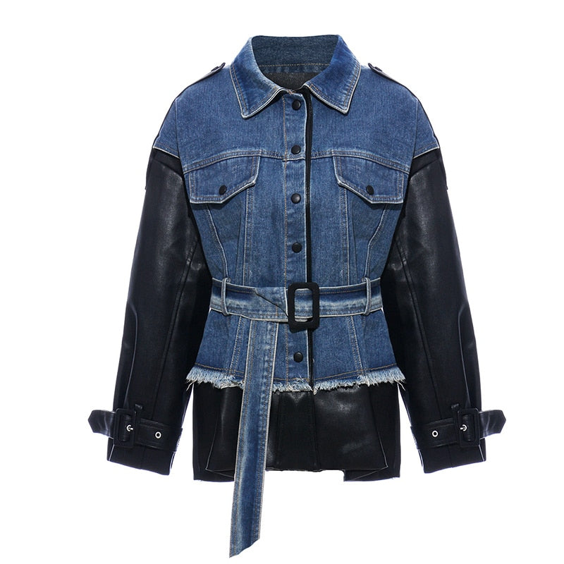 Lucretia Denim-Leather Oversized Jacket