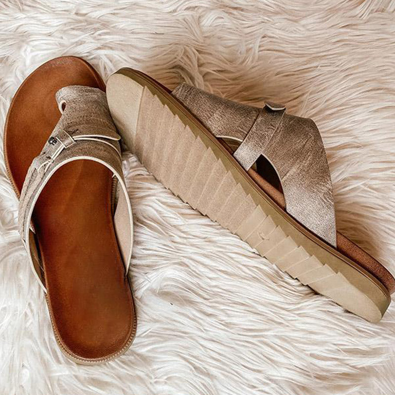Khaki Luxe Leather Sandals