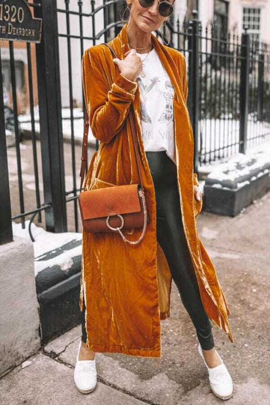 Fashion Solid Loose Long Sleeve Long Coat