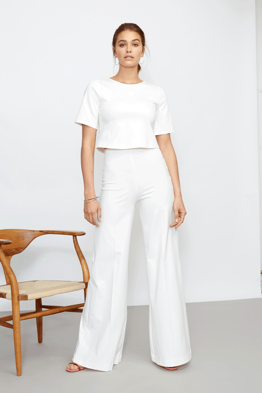 Ponte Knit Wide Leg Pant