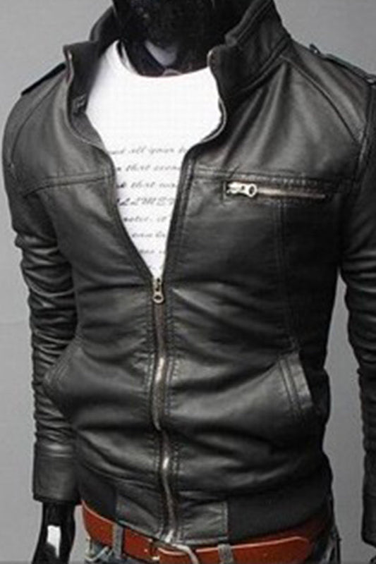 Men's Zipper Leather Jacket