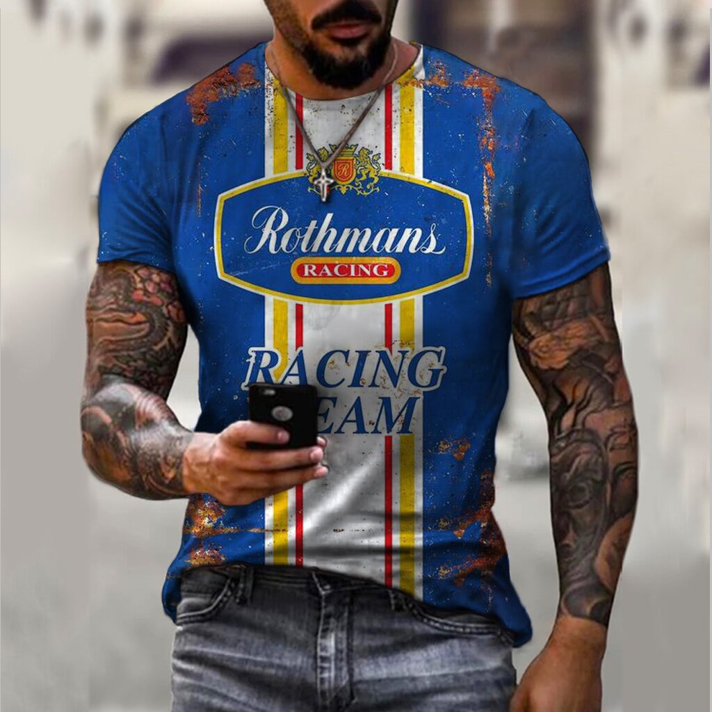 Men's Retro Contrast Print Short-sleeved T-shirt