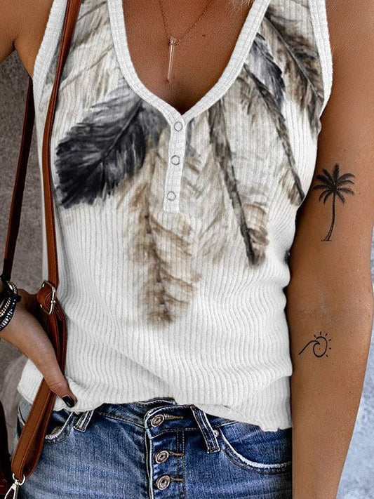 Vintage Feather Print Vest