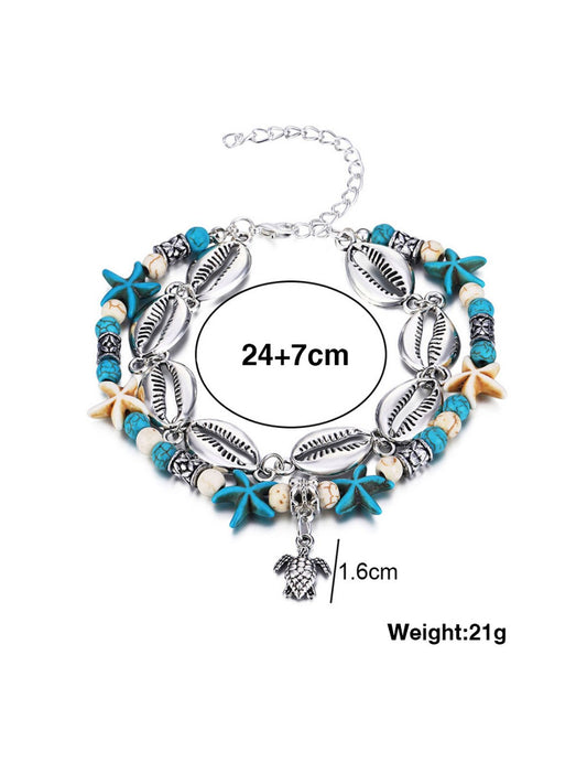 Starfish Turquoise Beach Shell Anklet