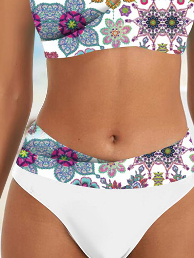 Printed Sexy Lace-Up Bikini Set