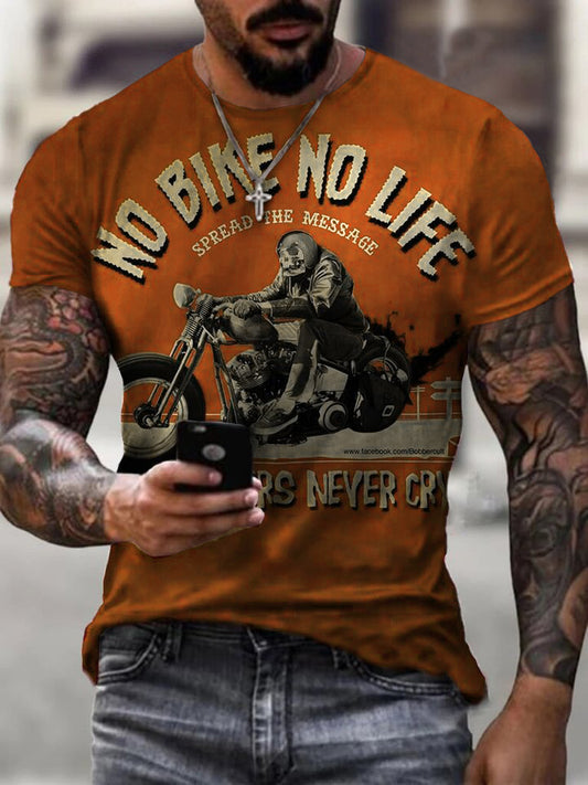 Mens Retro Motorcycle Riding Printed T-shirt