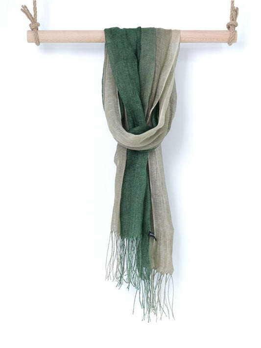 Women's Gradient Fringed Linen Scarf