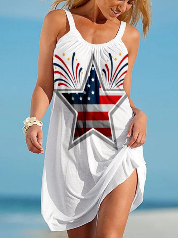 Flag Print Slip Dress