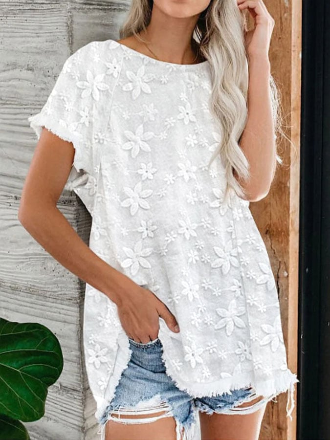 Women's Lace Tassel Casual Comfort Top