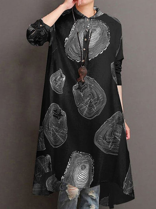 Ladies Cotton and Linen Annual Ring Casual Loose Dress