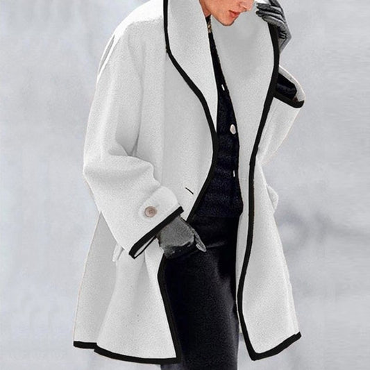 Sale 49% OFF-Hooded Color Block Woolen Coat
