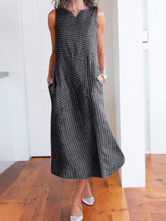 Women's Elegant Striped V-Neck Dress