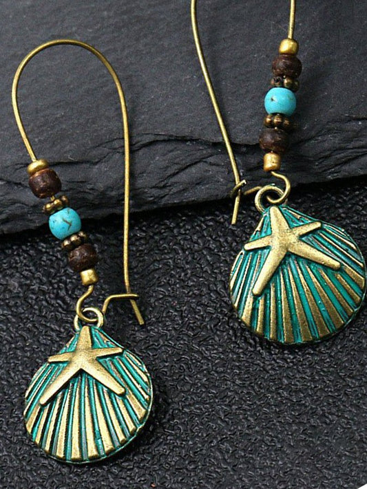 Vintage Alloy Starfish Shell Earrings