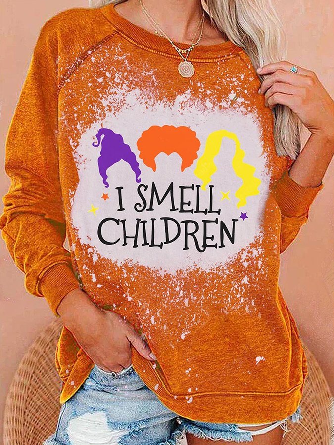 Women's Halloween I Smell Childen Hocus Pocus Tie Dye Sweatshirt
