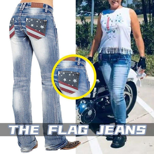 American Flag Stretch Washed Bootcut Jeans