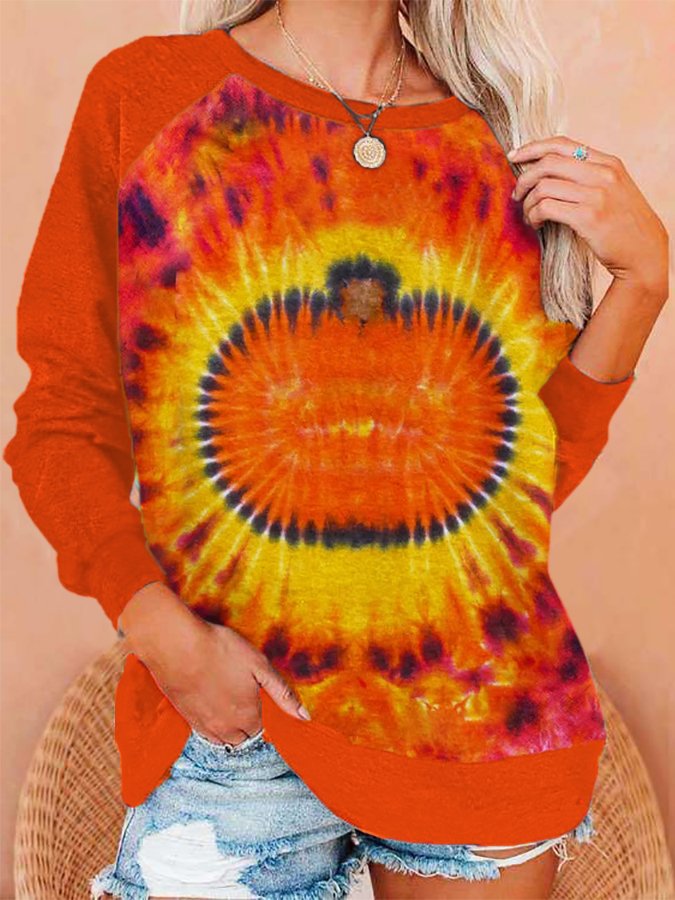 Women's Halloween Pumpkin Tie Dye Sweatshirt
