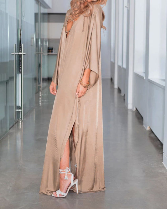 Shirt Satin Gold Oversized Resort Robe Beach Dress