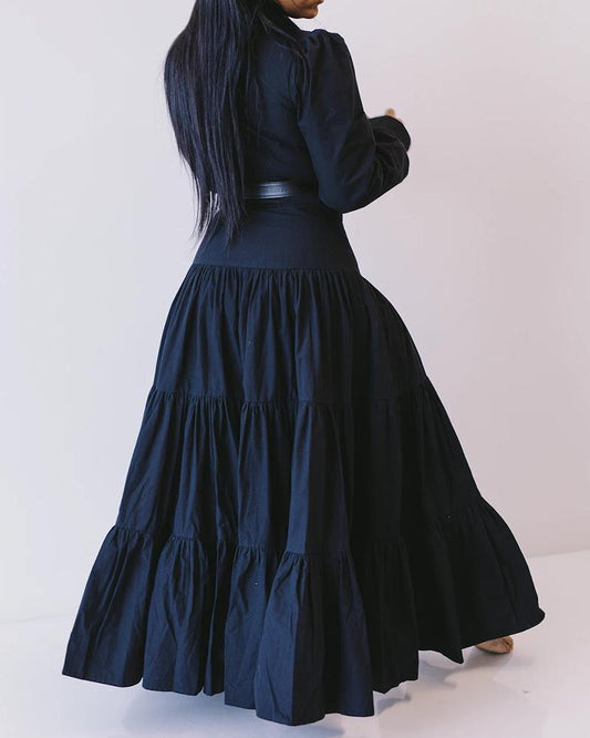 Long Sleeve Slim Lapel Dress