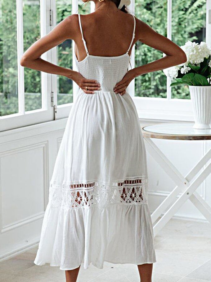 Women's Lace Stitching Sling Dress