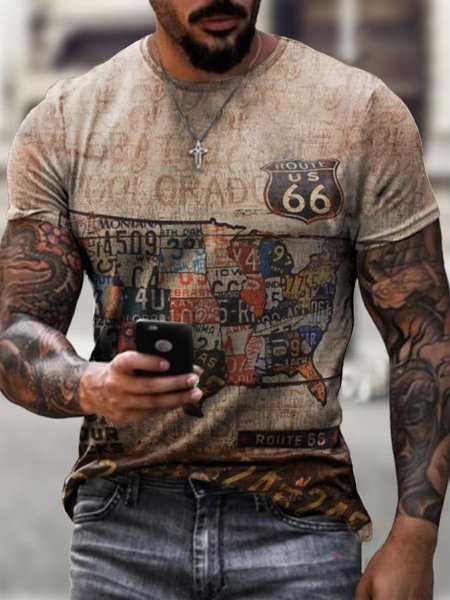 Casual Contrast Route 66 T-shirt