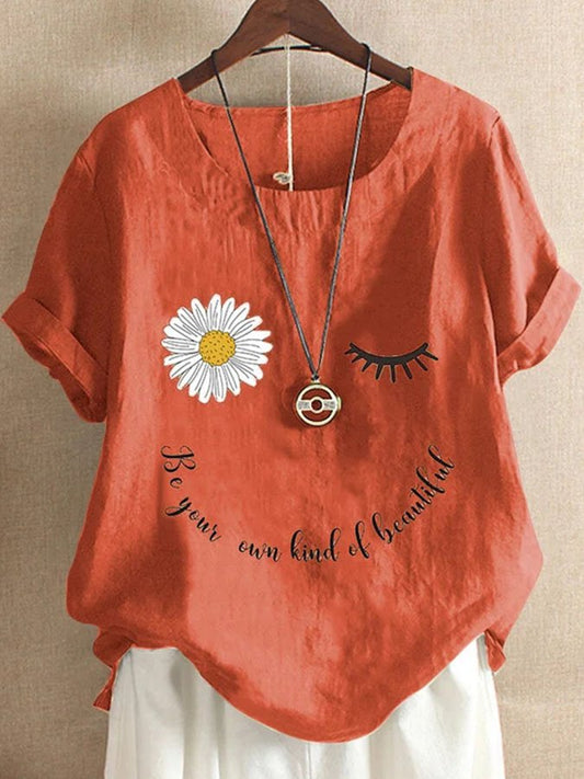 Fashion Smiley Print Short Sleeve Top