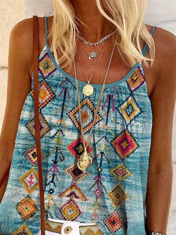 Western Ethnic Geometric Print Vest