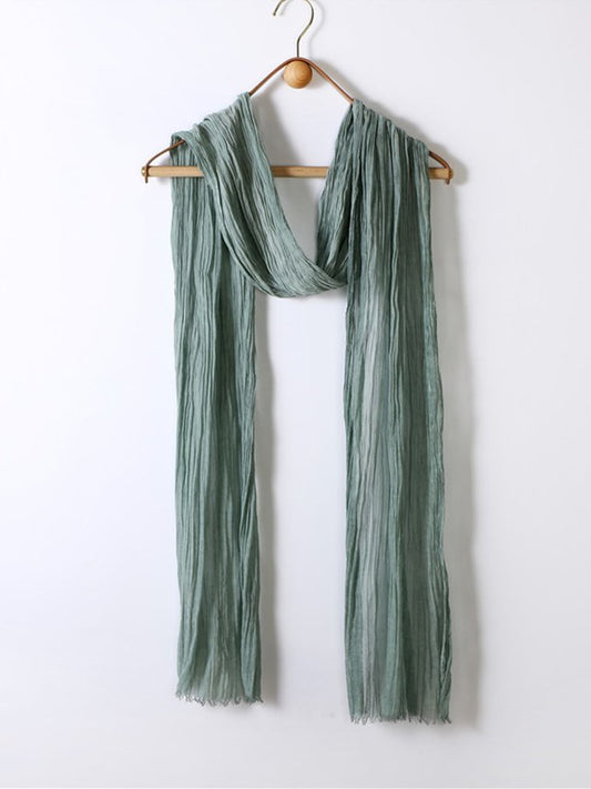 Women's Washed Crinkled Cotton And Linen Scarf