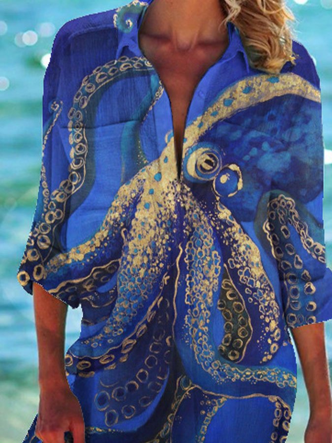 Ocean Printed Holiday Casual Shirt