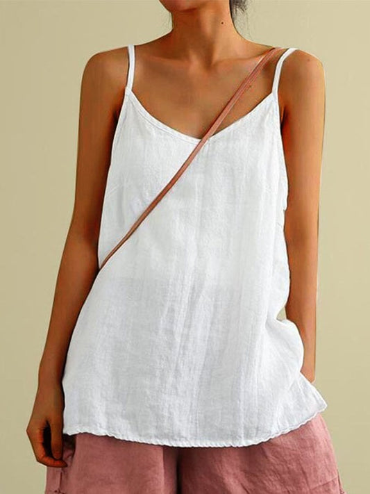 Ladies Cotton Linen Loose Casual Camisole