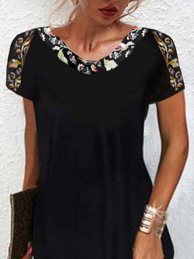 Vintage Print Short Sleeve Dress