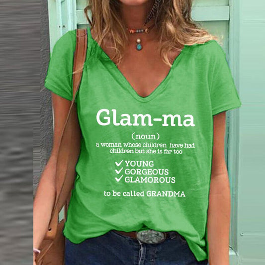 Women's GLAM-MA Lettered Casual T-shirt