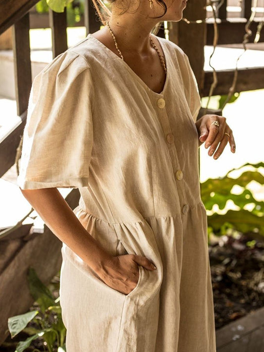 Casual V-Neck Jumpsuit