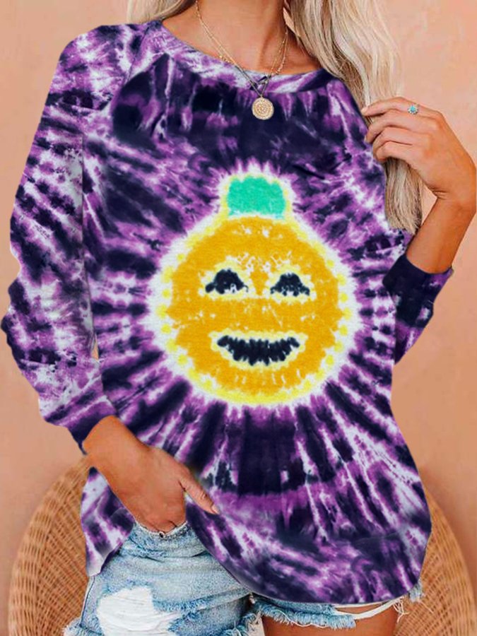 Women's Halloween Pumpkin Tie Dye Sweatshirt