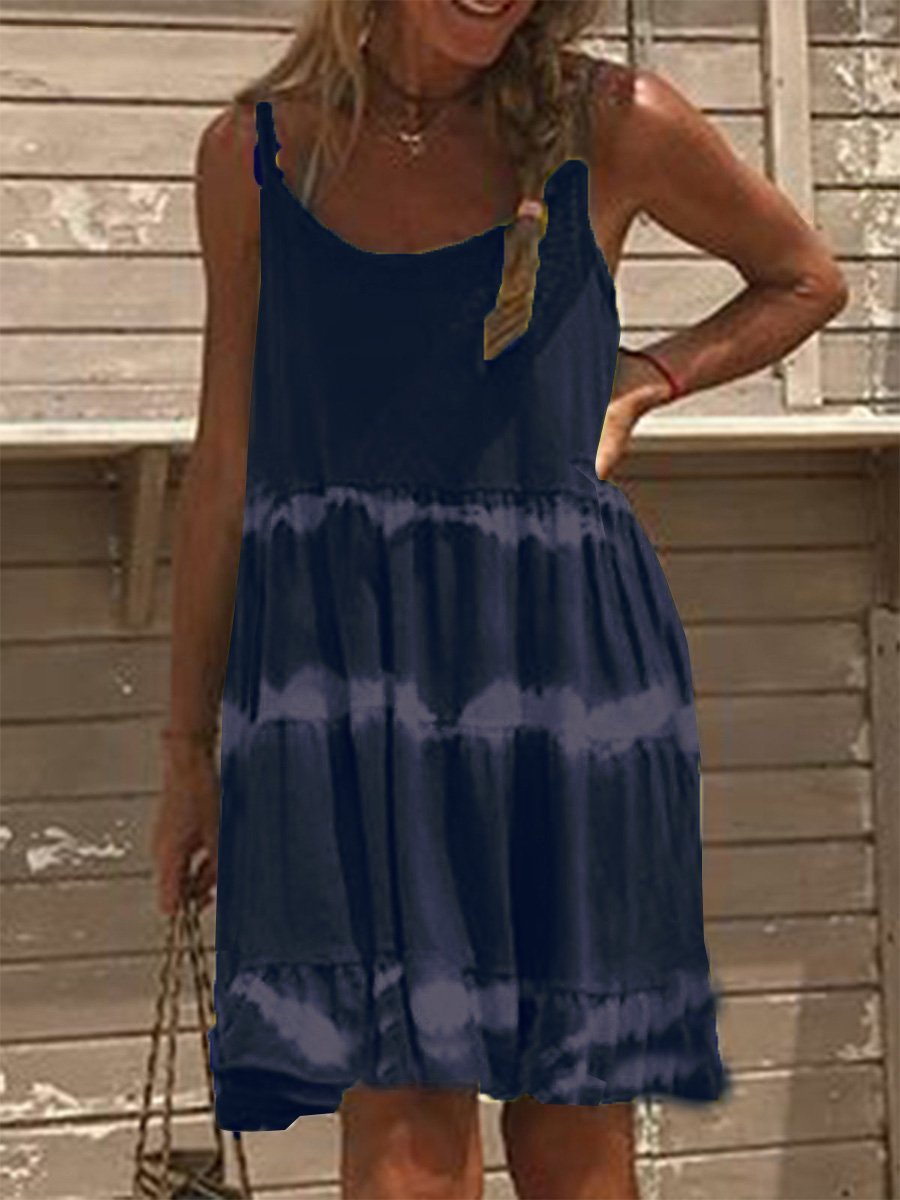 Tie-dye Sling Solid Color Dress