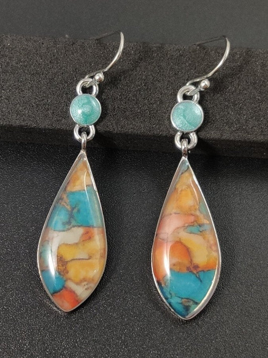 Women's retro colorful glaze drop earrings