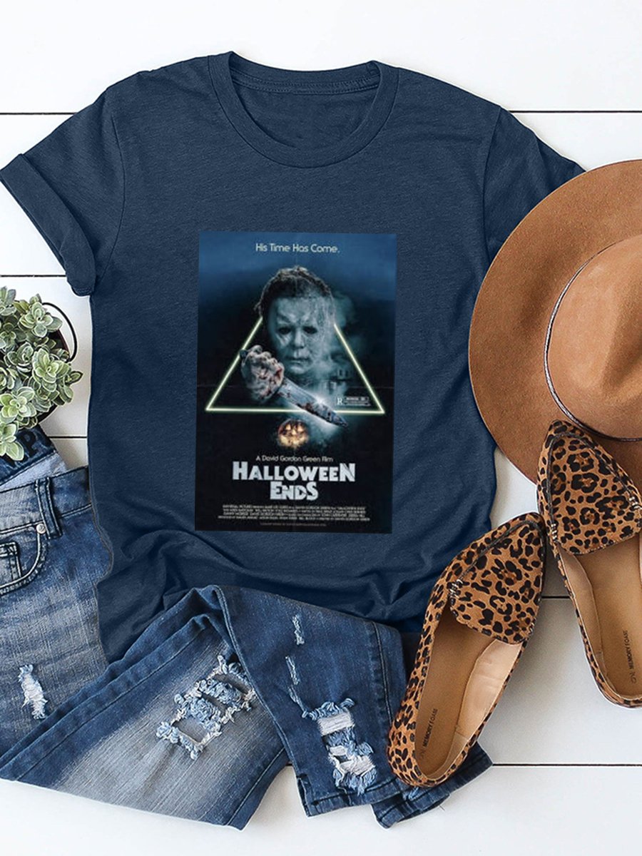 Women's Halloween Funny Pumpkin Killing Print T-Shirt