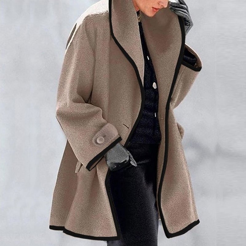 Sale 49% OFF-Hooded Color Block Woolen Coat