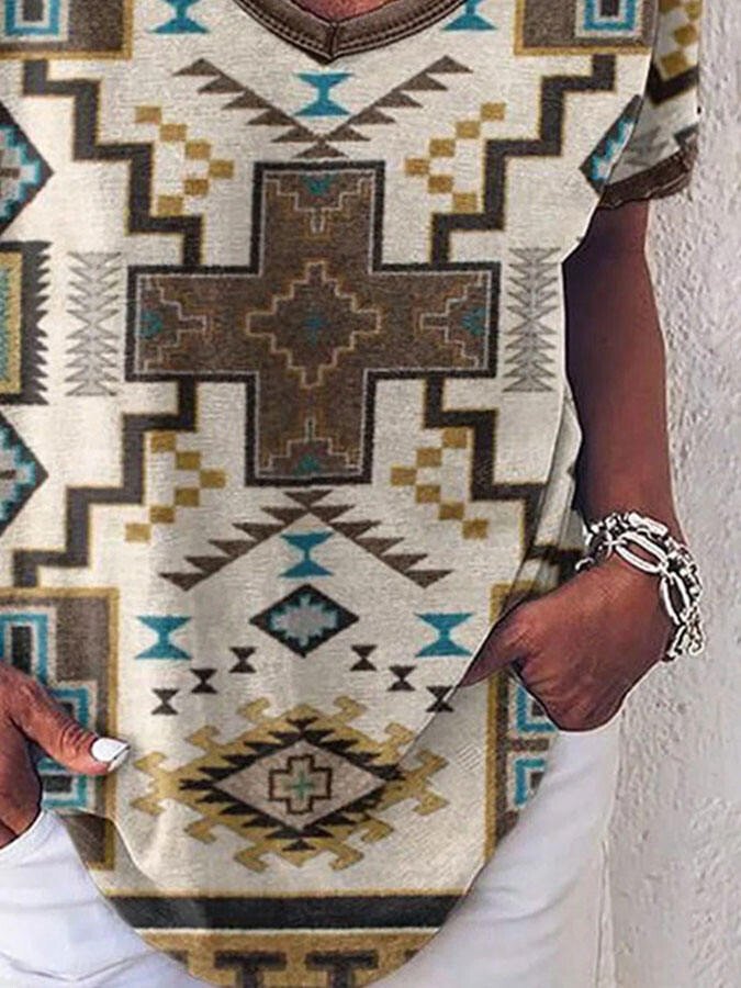 Vintage Geometric Print T-Shirt