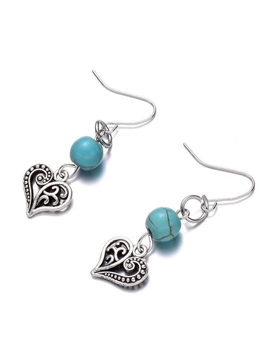 Vintage Alloy Turquoise Love Earrings