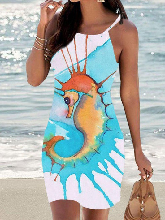 Seaside Print Tank Top Dress