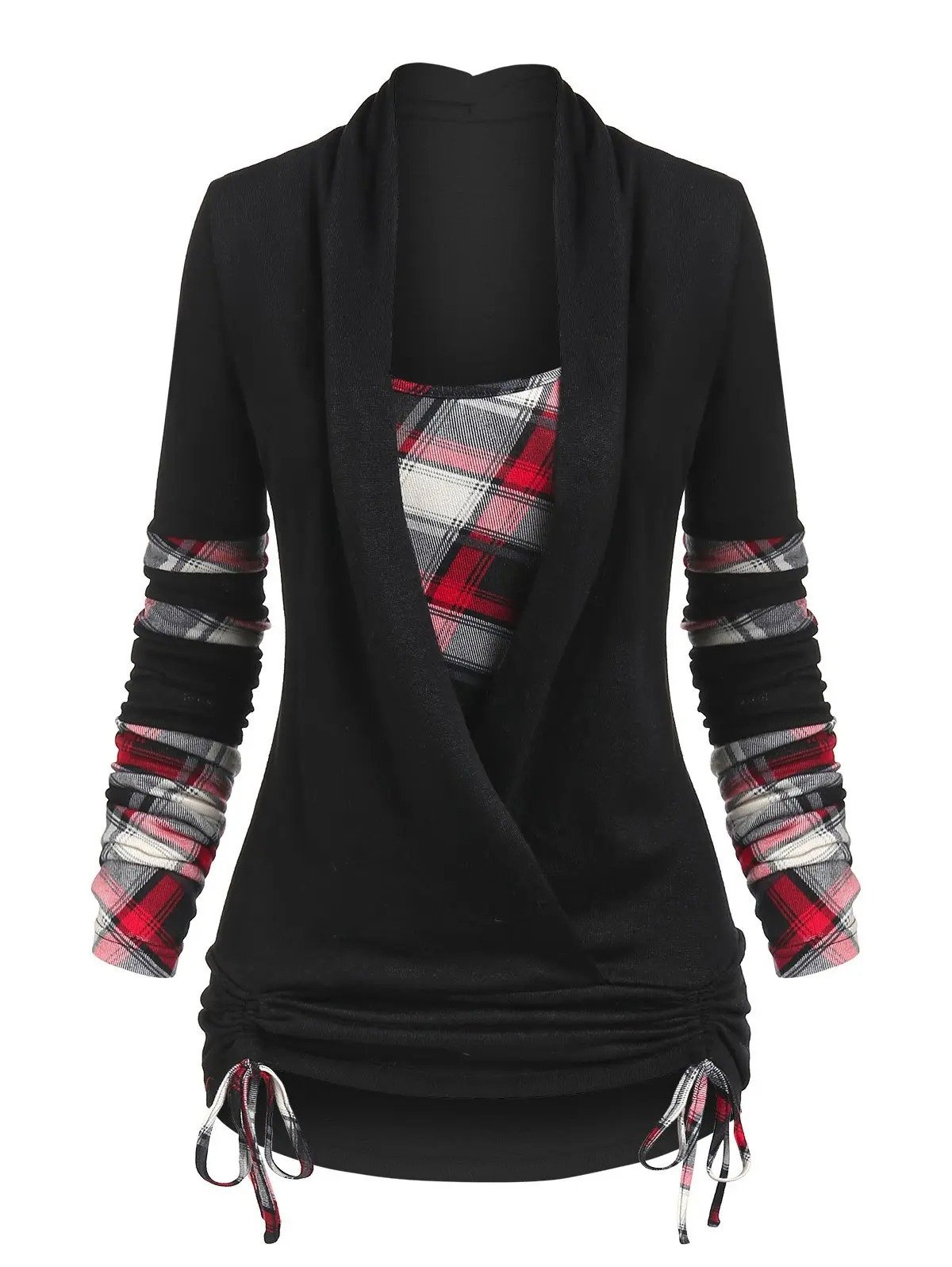 Women's Plaid Stitching Long Sleeve Sweatshirt