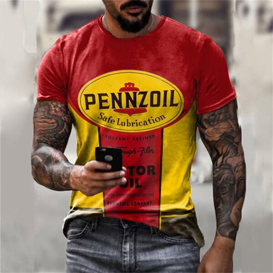 Mens Vintage Motor Pennzoil Oil Printed T-shirt