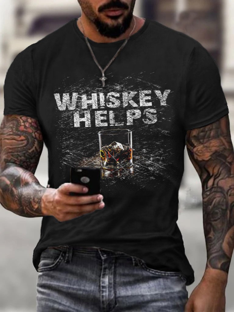 Men's Whiskey Helps printed T-shirt